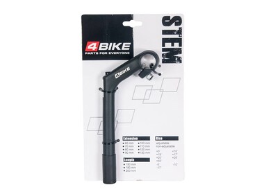 Вынос руля ''4BIKE'', алюминиевый, HS-C80, L:80, R:+30°, D:25.4мм, инд упаковка, черный