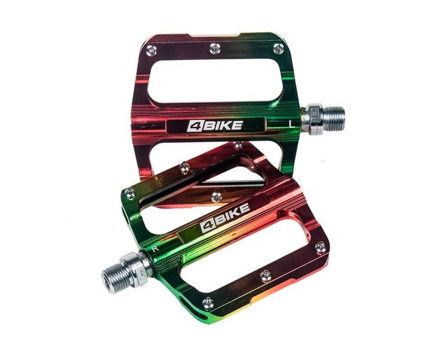 Педали 4BIKE K306_ORG, цвет oil slick оранжевый, 120х100х18 мм, 2 промподшипника + втулка скольжения