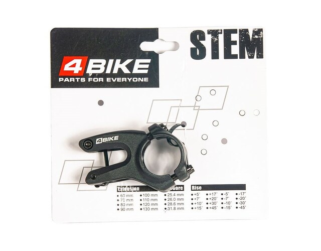 Вынос руля ''4BIKE'', алюминиевый, TDS-RD605, L:40, R:-12°, D:31.8мм, инд упаковка, чёрный