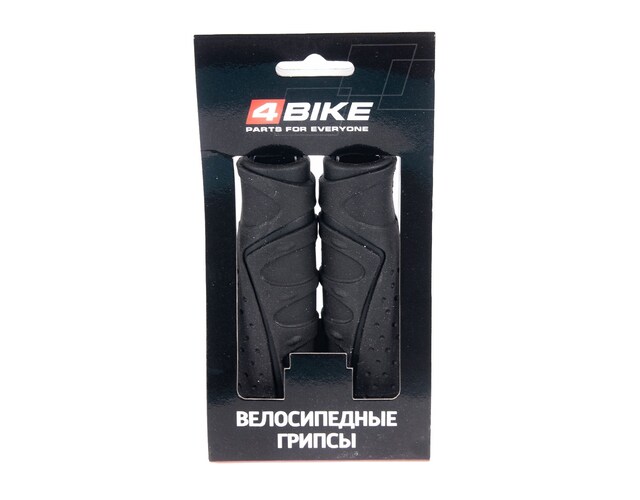 Грипсы 4BIKE 130мм трехкомпонентные с открытым торцом анатомические с гелевыми вставками с заглушкам