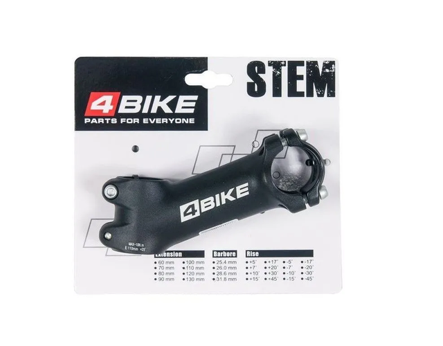 Вынос руля ''4BIKE'', алюминиевый, TDS-D601, L:60, R:+3°, D:31.8мм, инд упаковка, чёрный
