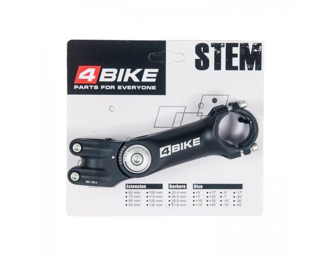 Вынос руля "4BIKE", алюминиевый, TDS-D299N, L:125, R:0-60°, D:31.8мм, индивид. упаковка, чёрный